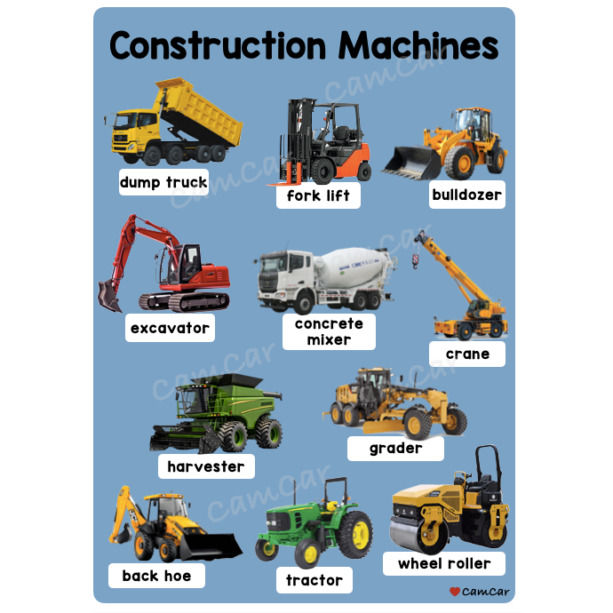 CONSTRUCTION MACHINES - VEHICLES - MONSTER TRUCKS - WALL CHARTS ...