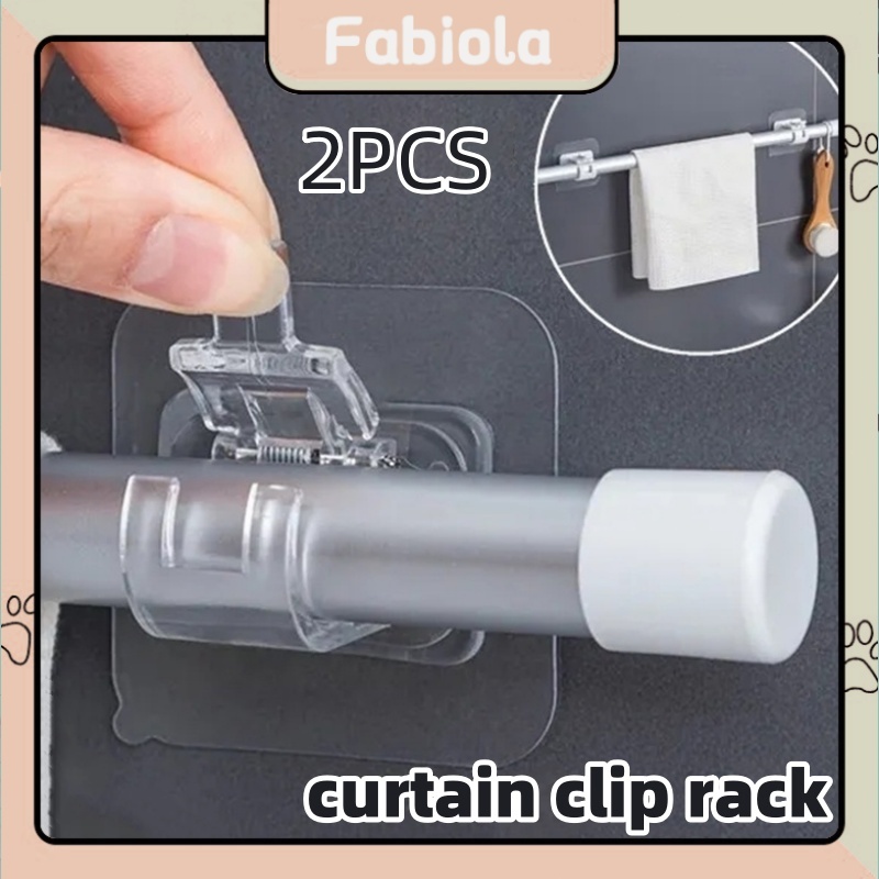2Pcs Nail-Free Adjustable Curtain Clip Rack Rod Bracket Holders ...