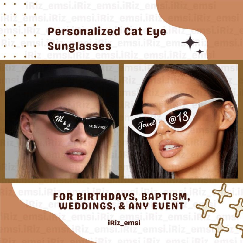 Personalized Cat Eye Sunglasses (Stickers + Sunglasses) Perfect for ...