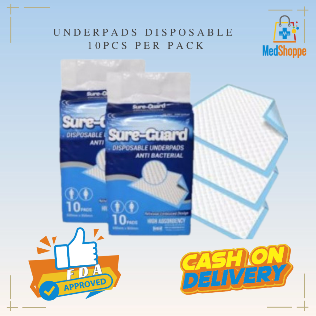 SURE-GUARD DISPOSABLE UNDERPADS 10PCS | Shopee Philippines