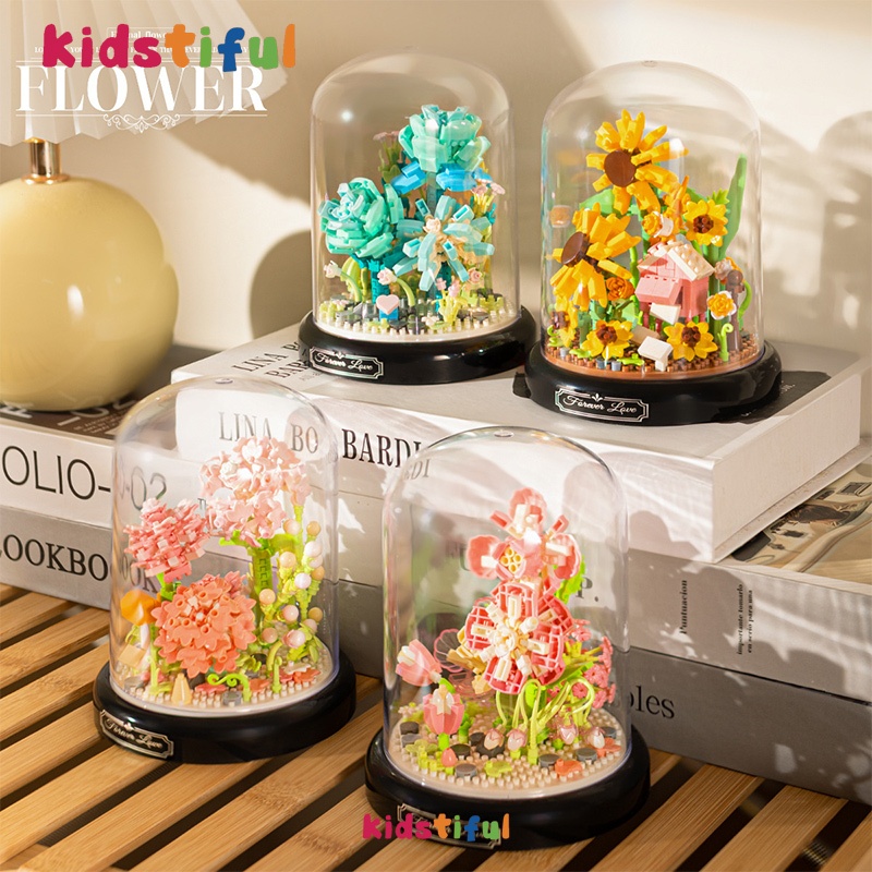 Building Block Flowers with Music Box Flowers Bouquet Sunflowers Mini ...