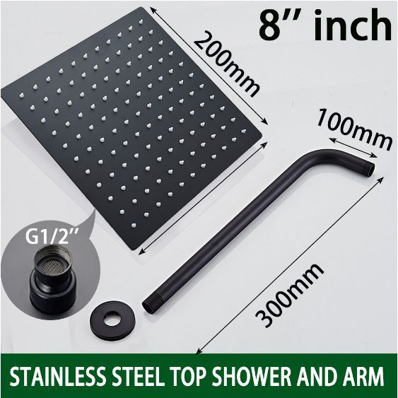 COD 8 Inch Ultra Thin 201 Stainless Steel Rain Shower Head Bathroom ...