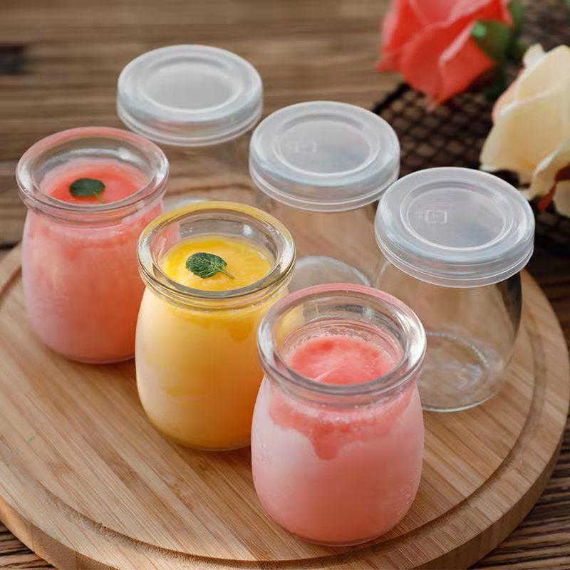 Clear Empty Glass Jam Glass Bottle Pudding Yogurt Jar With Plastic Lid