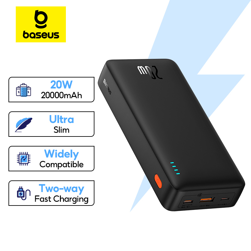 Baseus Airpow 20W Power Bank 20000mAh Quick Charge Powerbank For Xiaomi ...