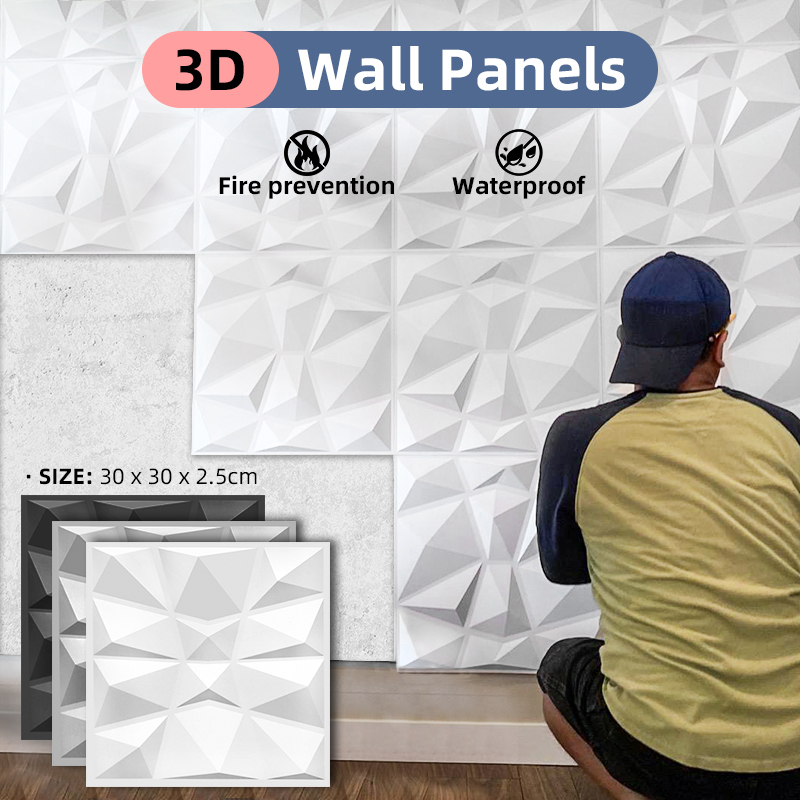 3D Wallpaper Panel Sticker PVC adhesiv wall decor Panel Diamond Design ...