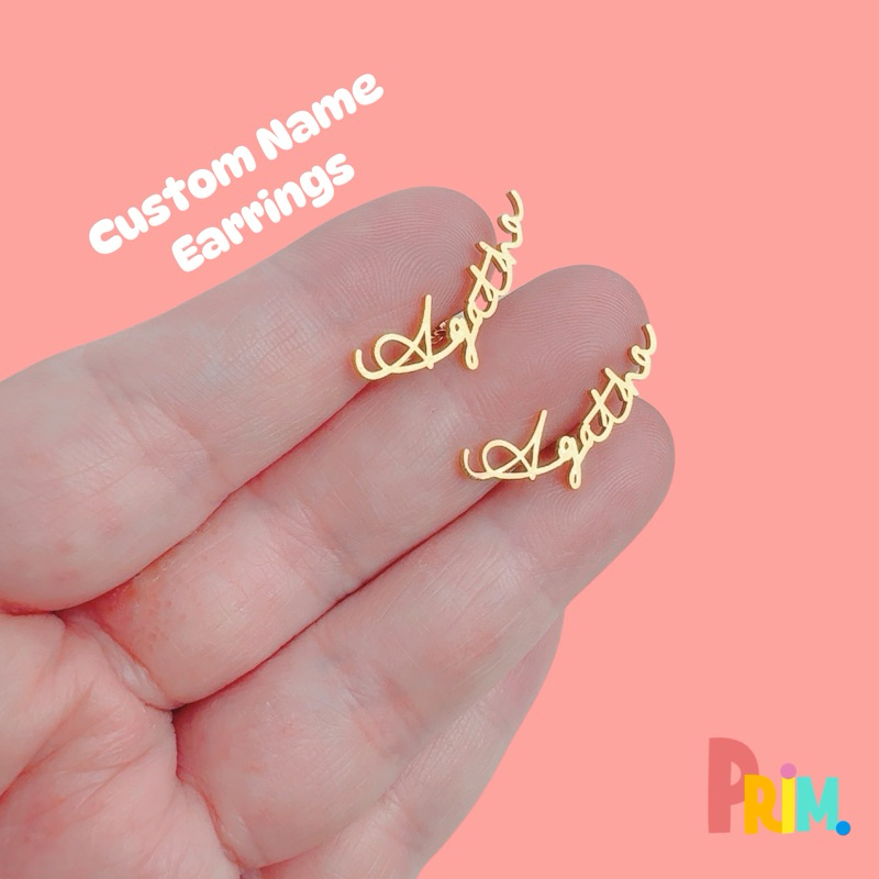 PRIM Custom Name Earrings in Stainless Steel | Shopee Philippines