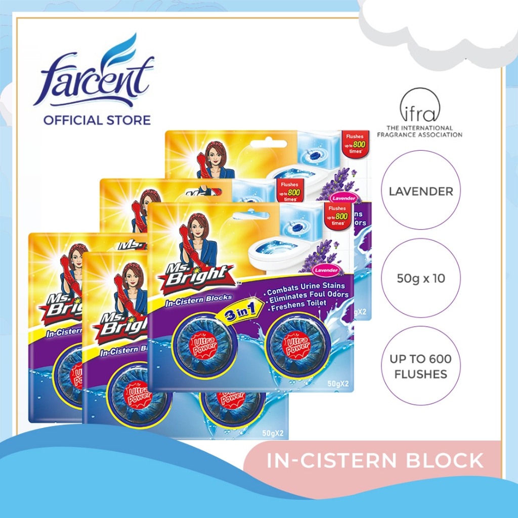 Farcent Toilet/ Cistern Blocks - Lavender Set of 5 (50g each) | Shopee ...