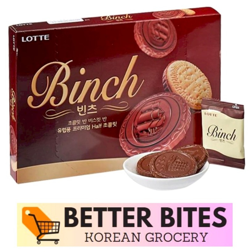LOTTE BINCH -HALF CHOCOLATE HALF CRACKER PREMIUM 204G | Shopee Philippines