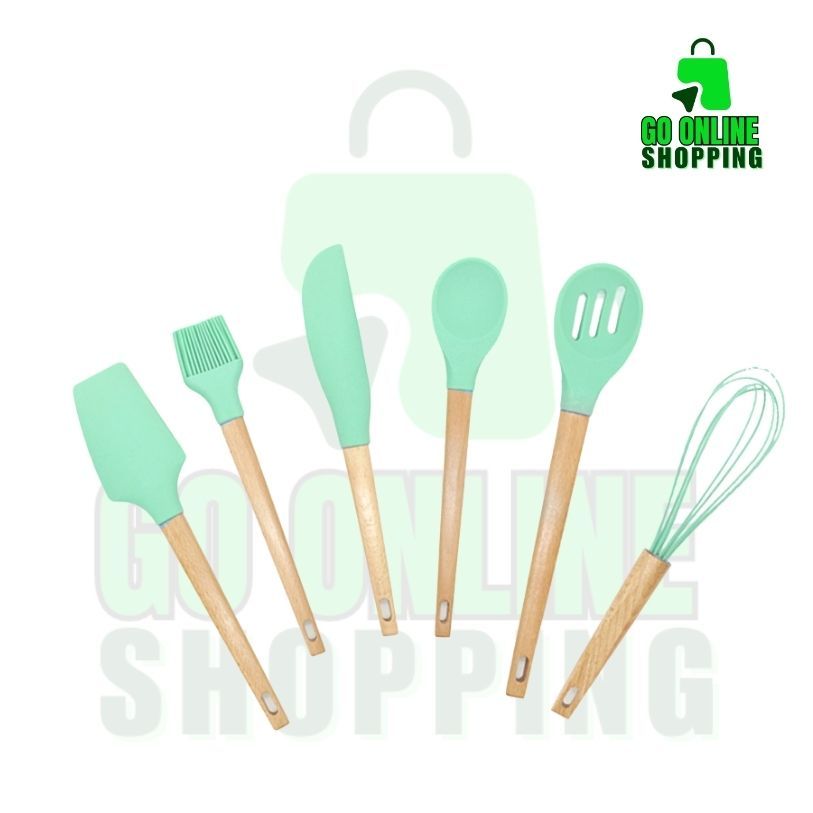 Go Online Shopping Kitchen Tool 6P with Silicon & Wood 18001 | Shopee ...