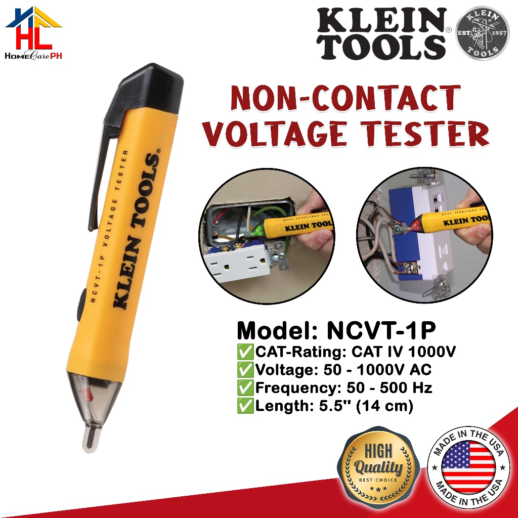 Klein Tools NonContact Voltage Tester, 50 to 1000V AC NCVT1P Shopee