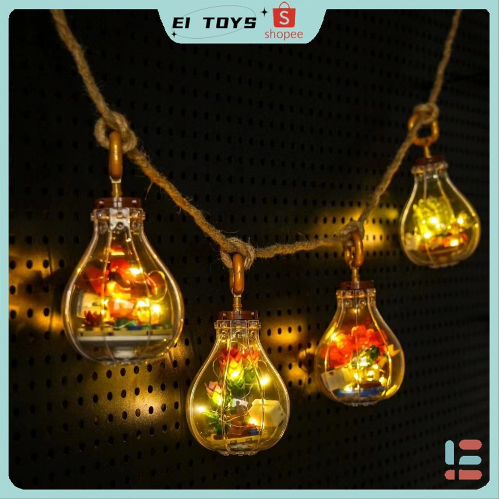 Lamp Block Light Bulb Succulent Brick Flower Plant Compatible Assembly ...