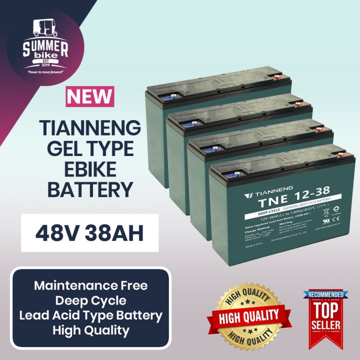 Ebike Battery 48v 38ah Tianneng Brand Gel Type Solar Compatible For ...