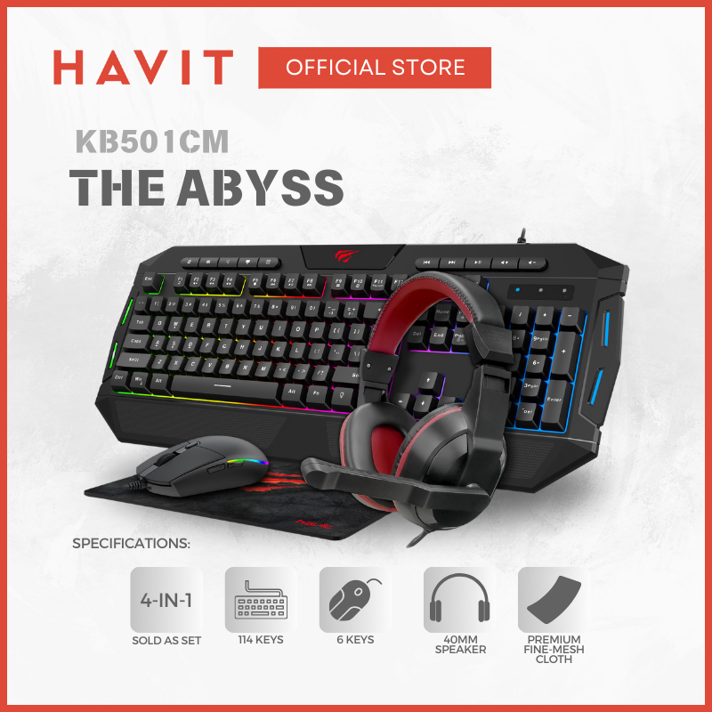 Havit The Abyss KB501CM || Gaming Combo 4in1 Set | Shopee Philippines