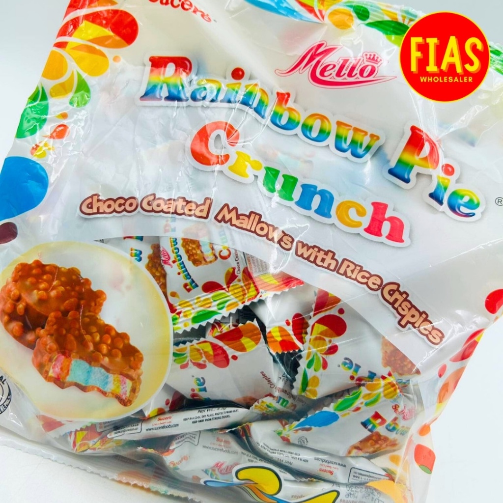 24 pcs Rainbow Pie Crunch Choco Coated Mallows with Rice Crisp | Shopee ...