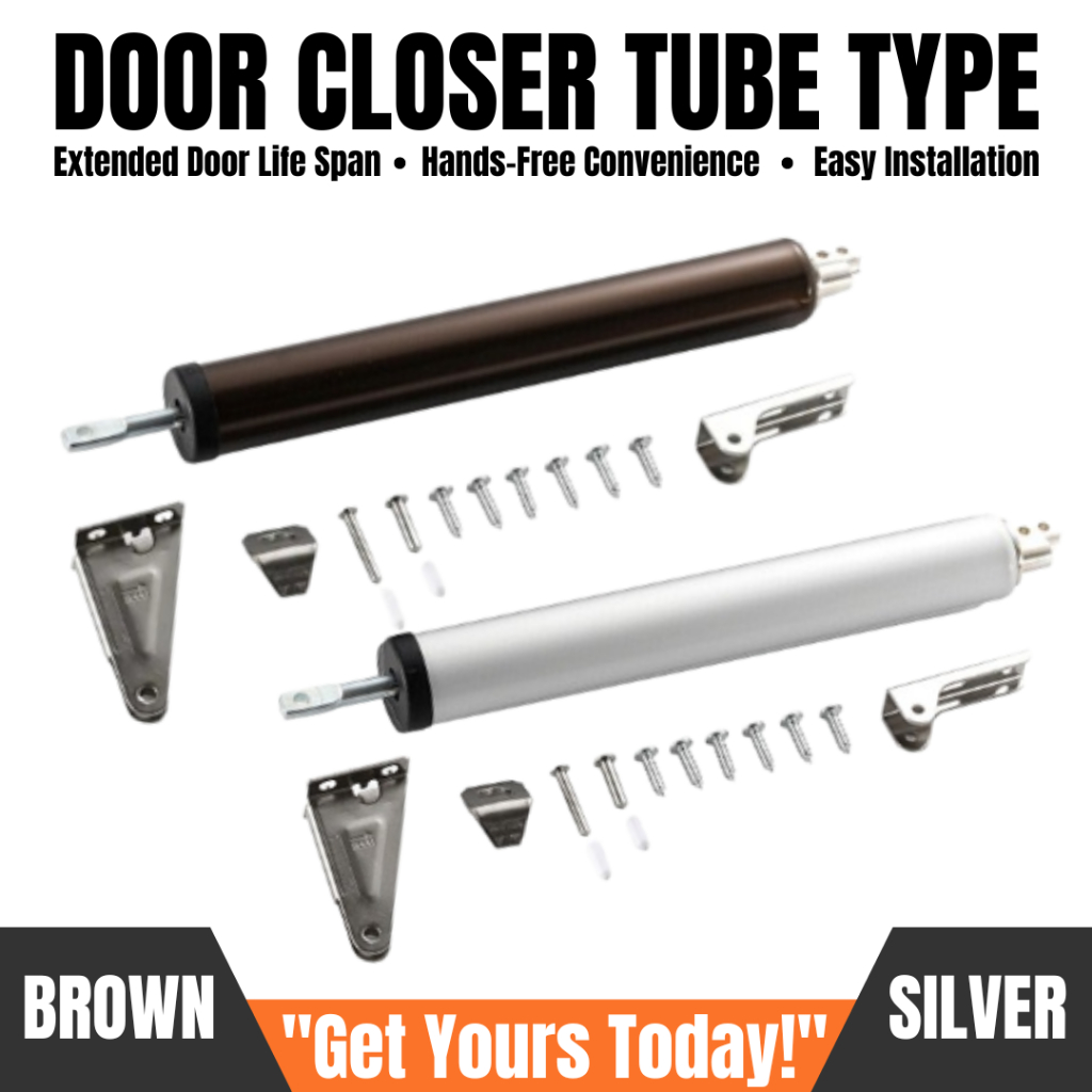 Pneumatic Hydraulic Screen Door Closer (BROWN & SILVER) For Aluminum