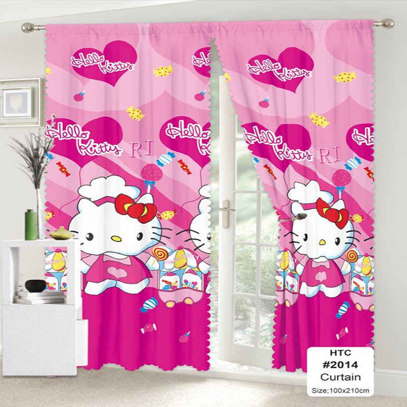 HTC 6PCS Hello Kitty Window Curtain Home Decor Cotton Curtain Kurtina ...