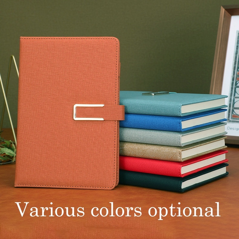 A5 Business Notebook Cloth Pattern PU Leather Sponge U-shaped Metal ...