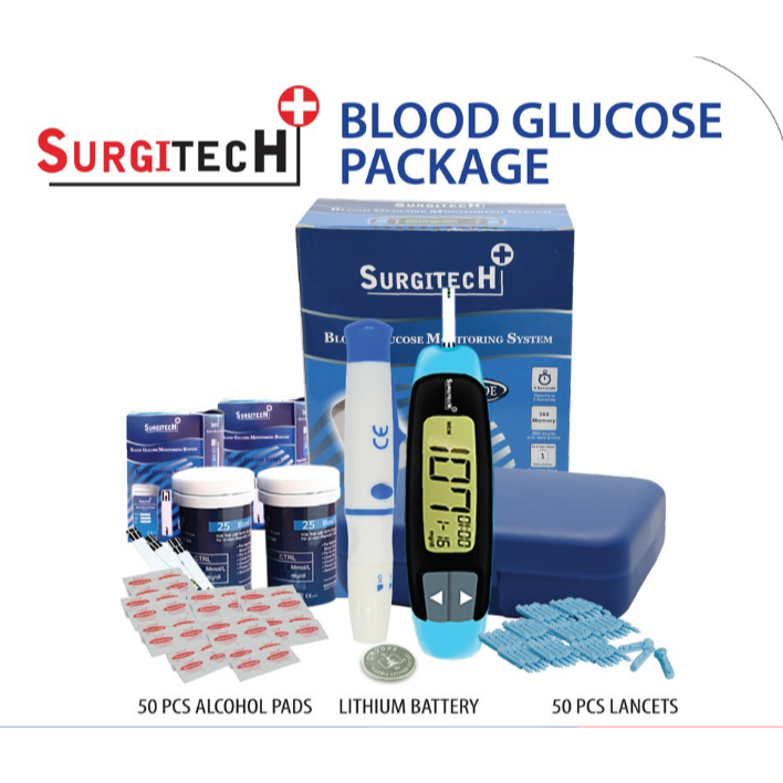 Surgitech Blood Glucose CODE FREE Glucometer SET with FREE 100pcs ...