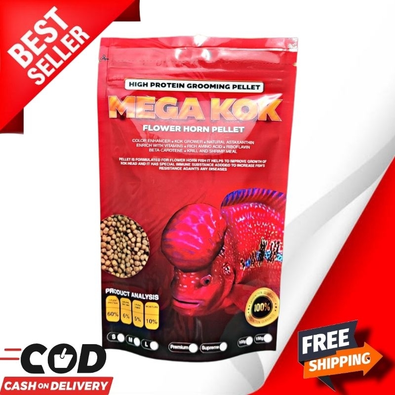 Mega Kok Flower Horn Food Pellet (Grooming Pellet & High Protein) New Packaging!! Shopee