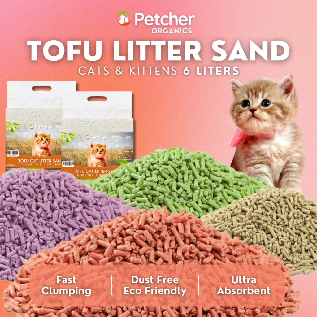 Petcher Organics Tofu Cat Litter Sand 6L Flushable Cat Sand Peach Tofu Residue Made Kitty Litter