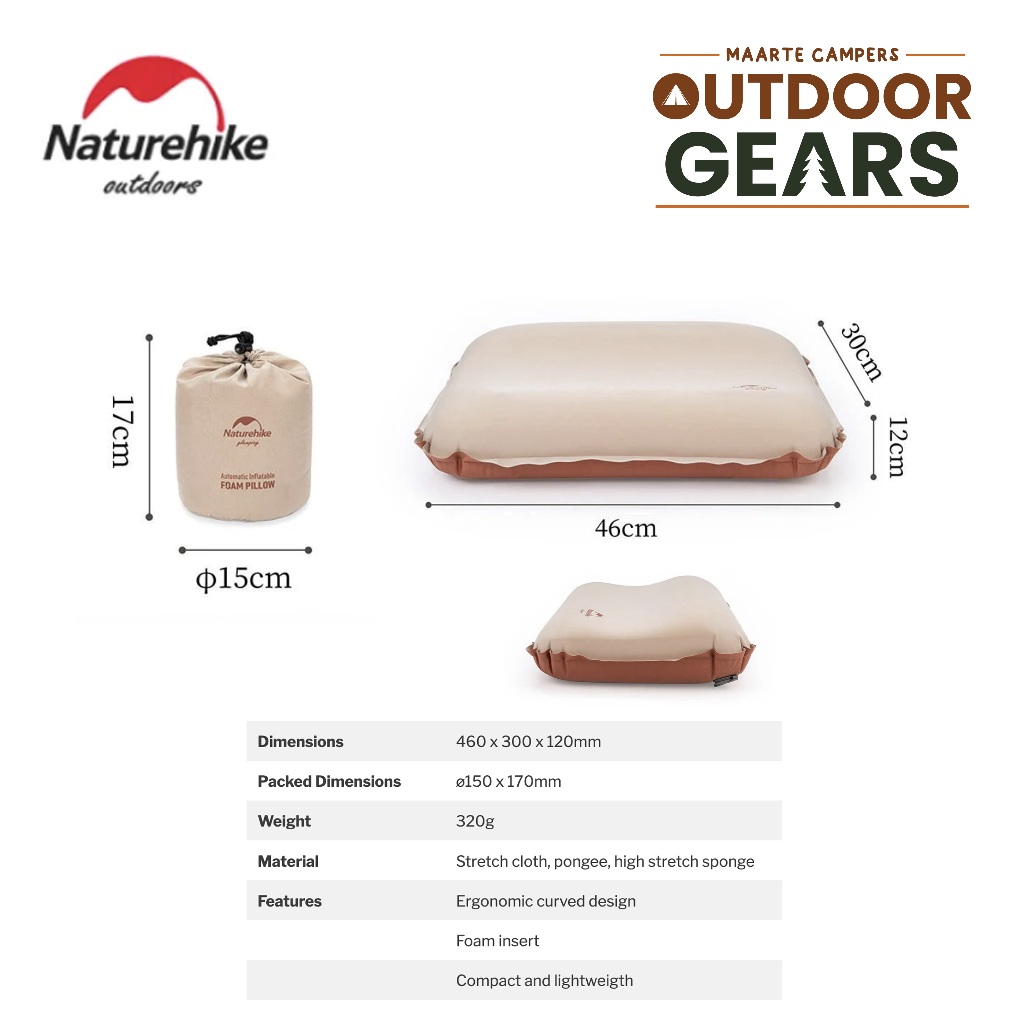NATUREHIKE 3D Comfortable Silent Foam Pillow Apricot with Pillow
