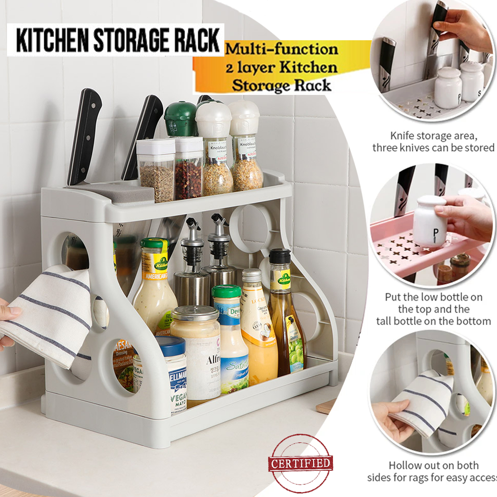 Romax_ 2Lk Multifunction Organizer 2 Layer Kitchen Shelf Rack small ...