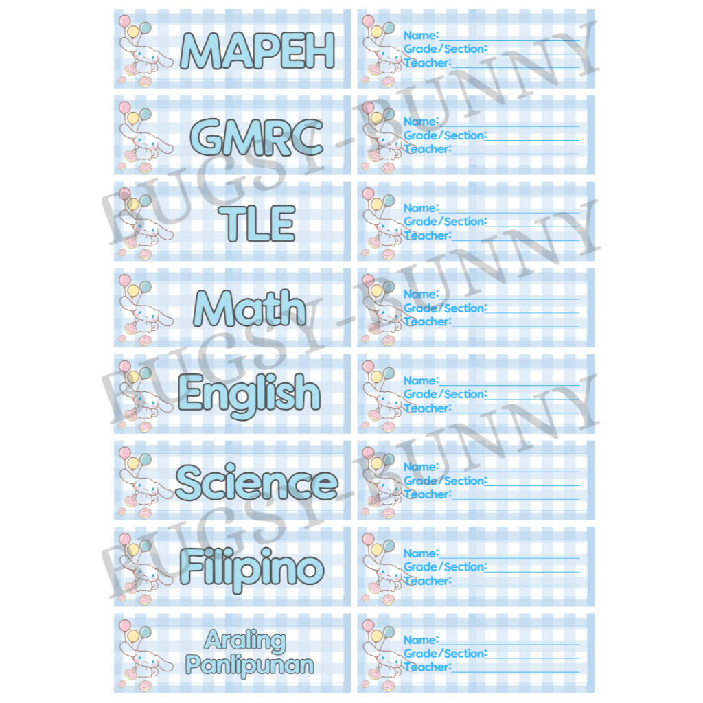 SUBJECT STICKER LABEL FOR NOTEBOOKS WITH NAME STICKER LABEL 9 DESIGNS ...