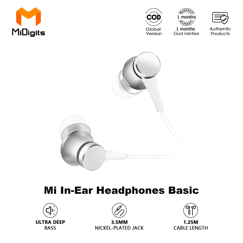 Xiaomi Mi In-Ear Headphones Basic Sleek Aluminum Chamber 3.5mm Audio ...