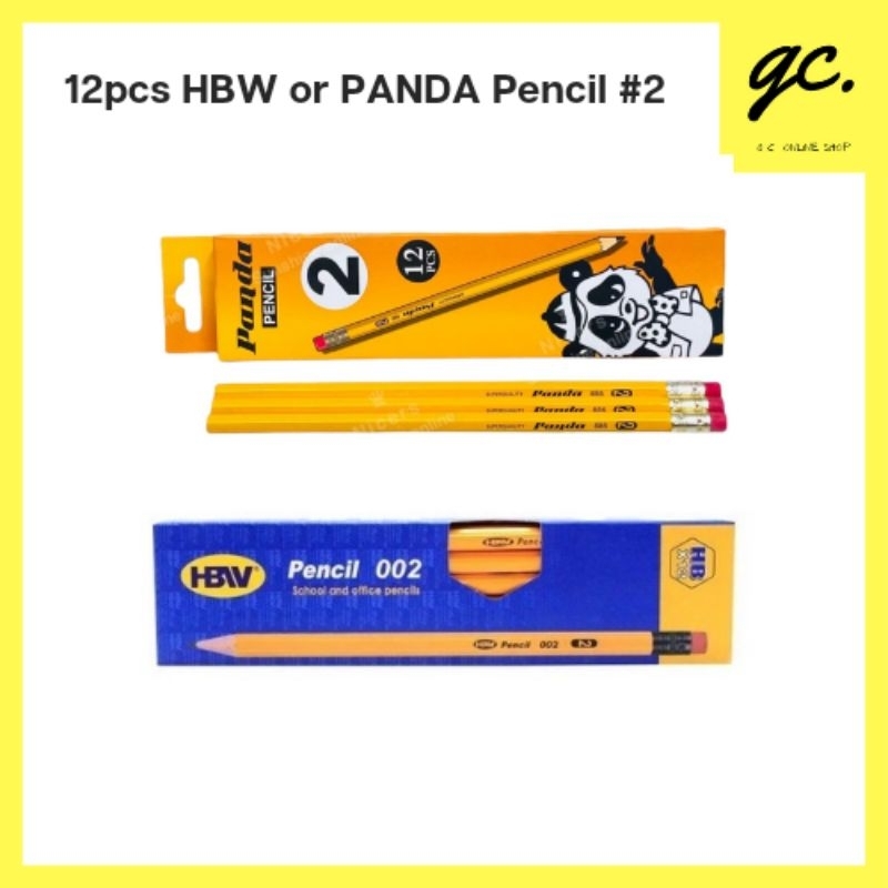 12pcs HBW pencil #2 or PANDA Pencil #2 for school and office use ...