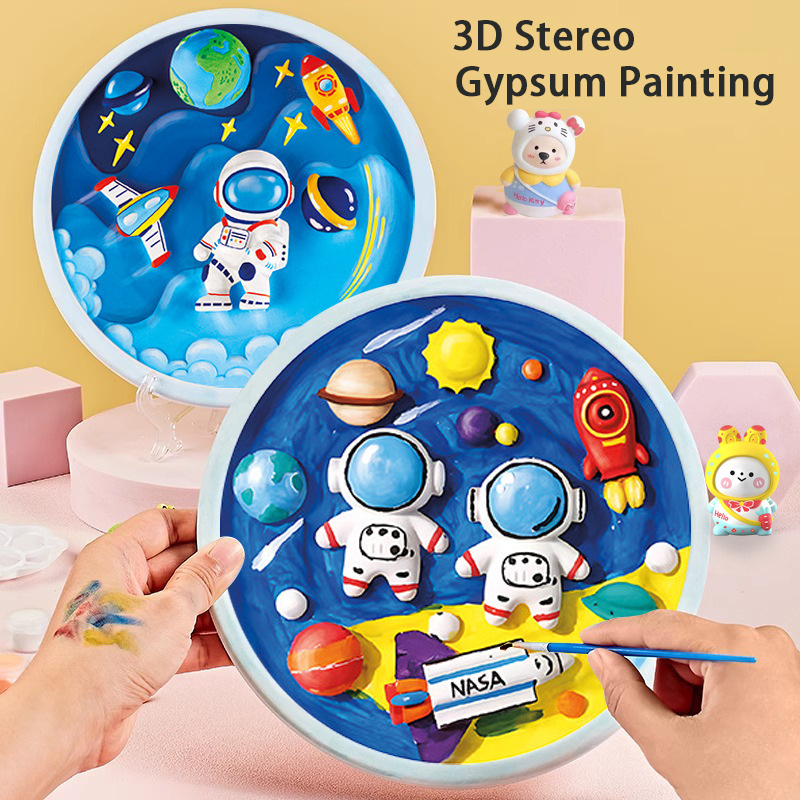 Cartoon Color Hand-Painted Plaster Paintings Diy Educational Toys Doll ...