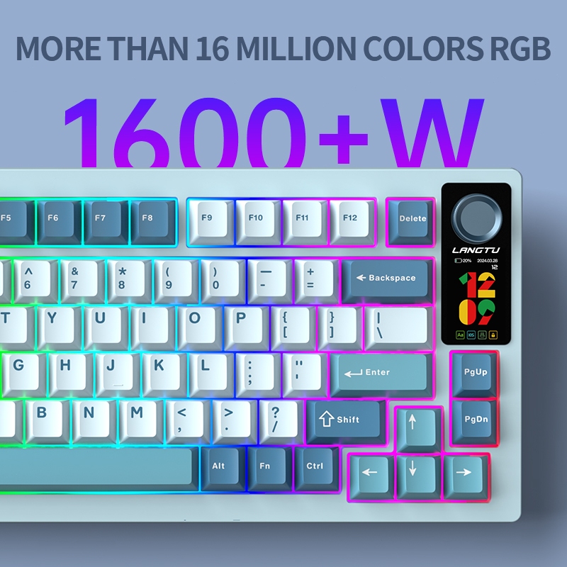 Langtu LT75 Gasket 7 Layers Fill RGB Hotswappale Tri-Mode 75% 80 Keys ...