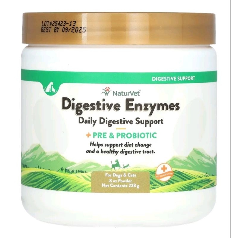 NaturVet Digestive Enzymes Plus Probiotic, For Dogs & Cats , Powder, 8