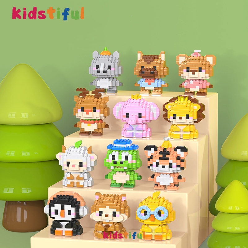 Animals World Bricks Toys Cute Mini Tiger Lion Bear Building Blocks 3D ...