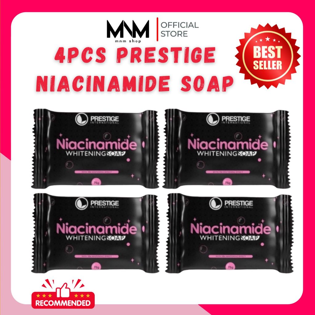 PRESTIGE NIACINAMIDE WHITENING SOAP (BUNDLE OF 4) for Acne and Oily ...