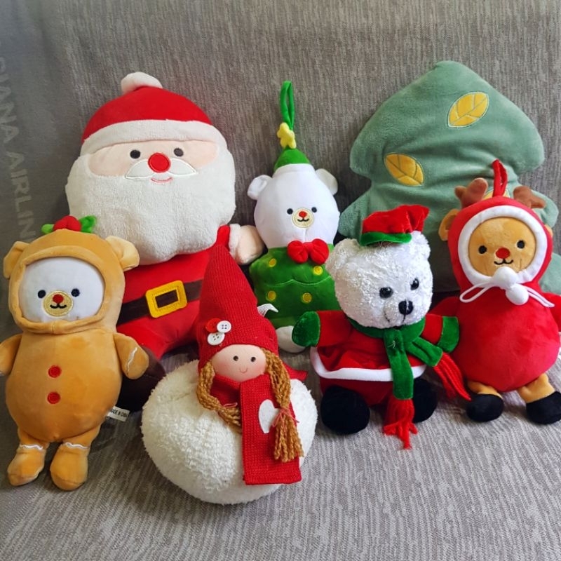 Christmas Decor Santa Reindeer Snowball Stuffed Toy Preloved | Shopee ...