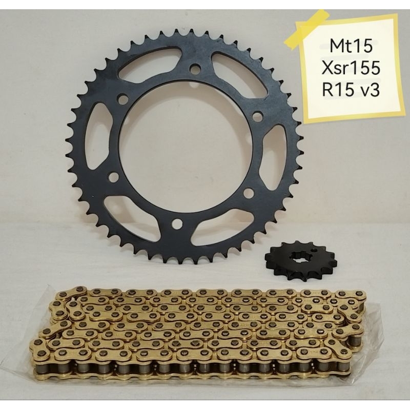 R15 V3 MT15 XSR 155 RUSTPROOF HYBREED TYPE SPROCKET SET W/ GOLD CHAIN