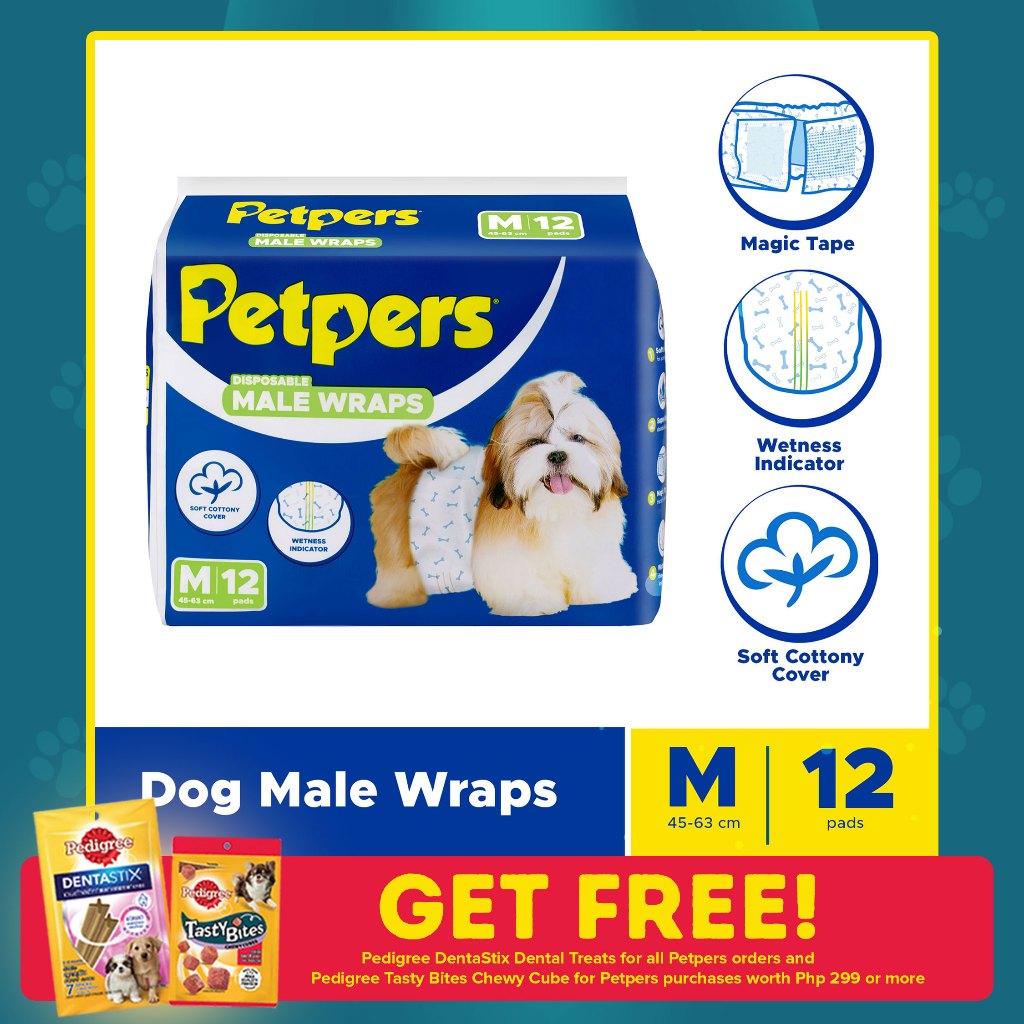 Petpers Male Wraps Medium 12's - Pet Male Dog Diapers | Shopee Philippines