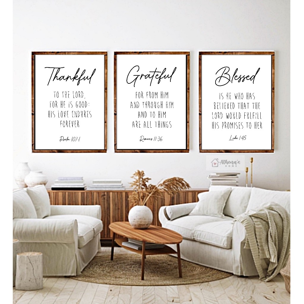 THANKFUL GRATEFUL BLESSED BIBLE VERSE | RUSTIC WOOD SIGN | FARMHOUSE ...