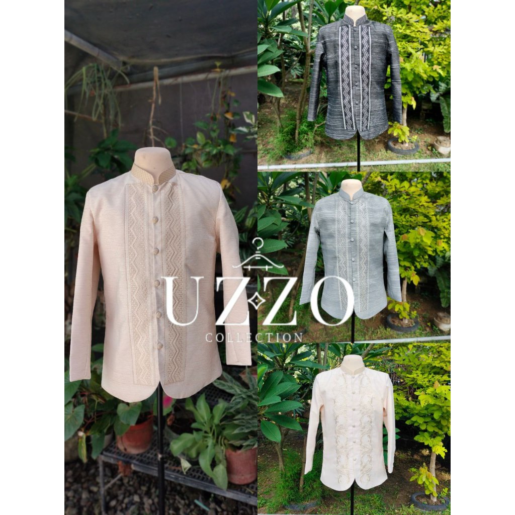 UZZO II Modern Coat Barong Tagalog for Men Piña Jusilin Fabric makapal ...