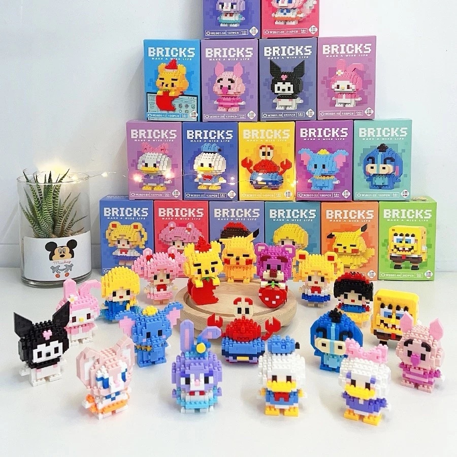 24pcs Cute Cartoon Characters Mini Building Blocks Assembled Small ...