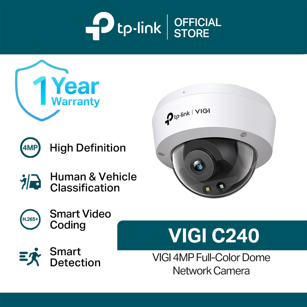 TP-Link | VIGI C240 | 2.8mm/4mm | 4MP | Full-Color | Dome | Network ...