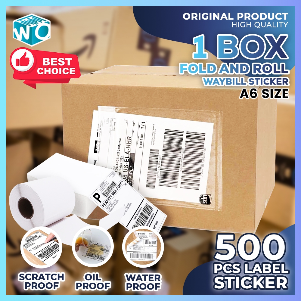 Box Waybill Sticker Fold Roll A Size X Mm Thermal Paper Waterproof Shipping Label