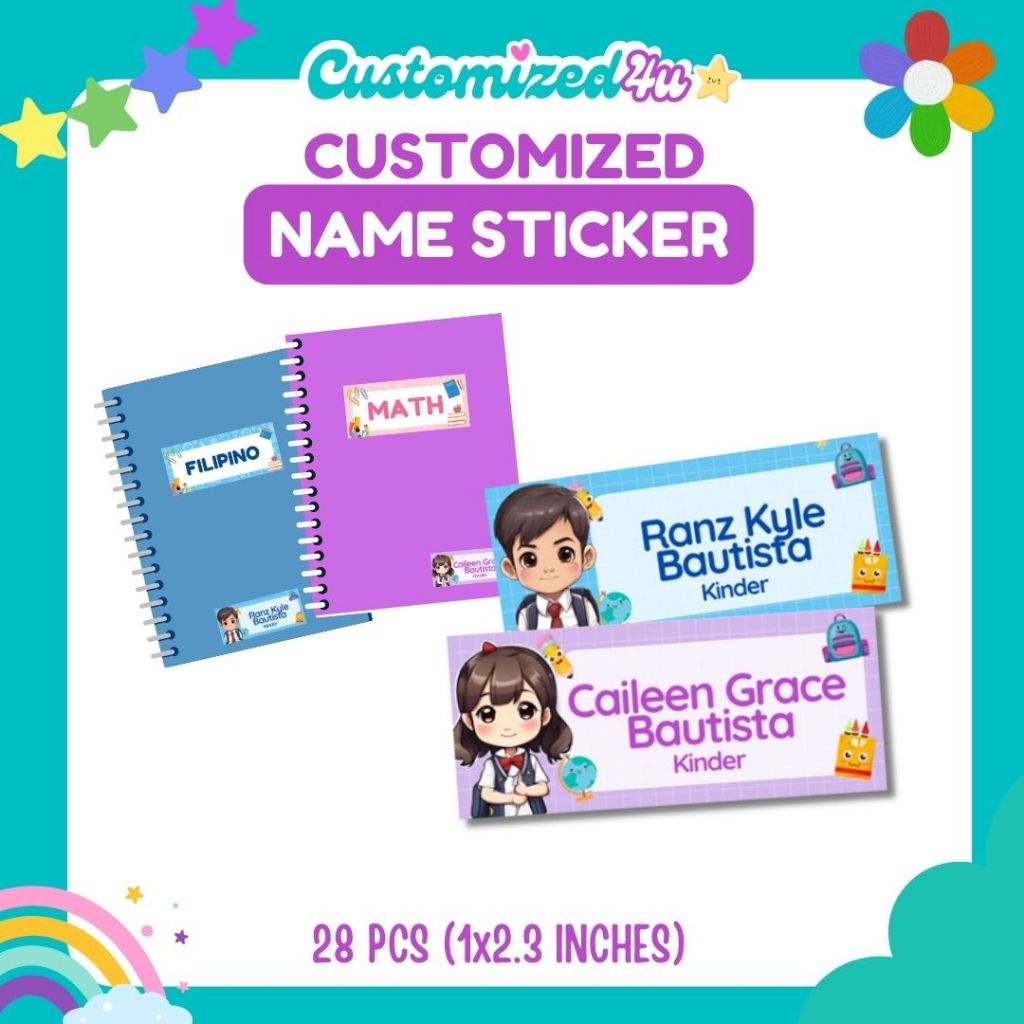 Back to school Customized Sticker Label Name For Notebooks / Books ...