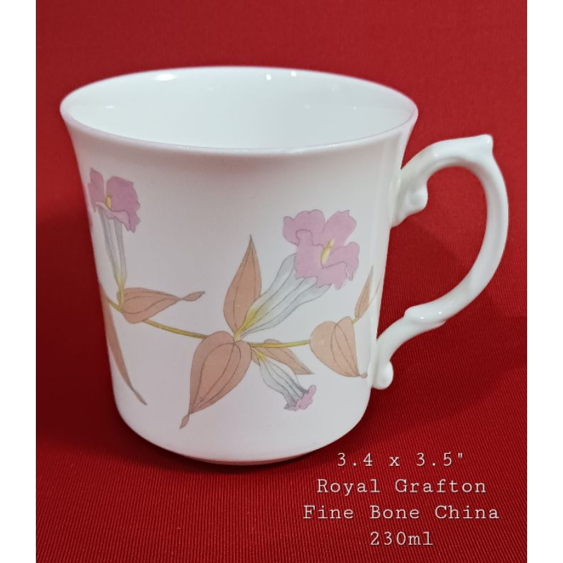 white floral fine bone china mugs pink rim surplus uk dainty cute ...