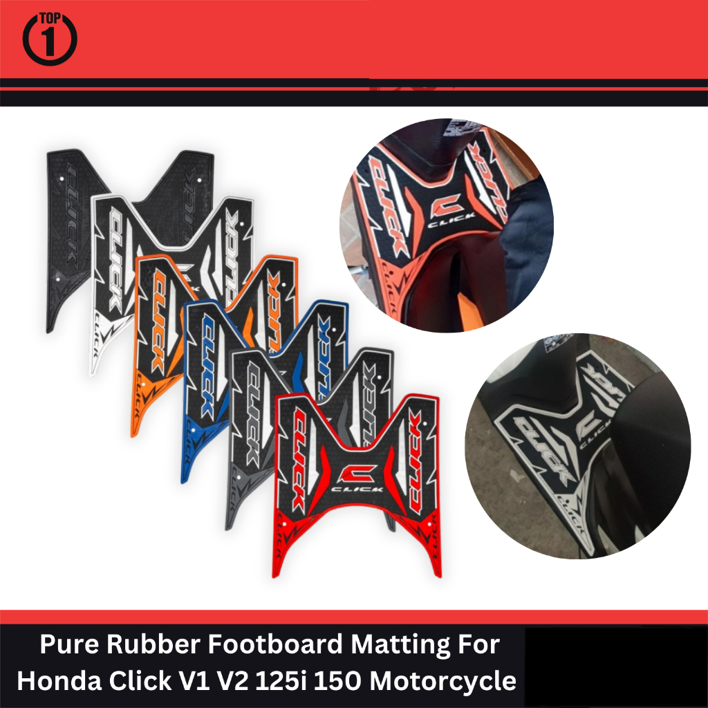 Top1 PH Pure Rubber Footboard Matting For Honda Click V1 V2 125i 150 ...