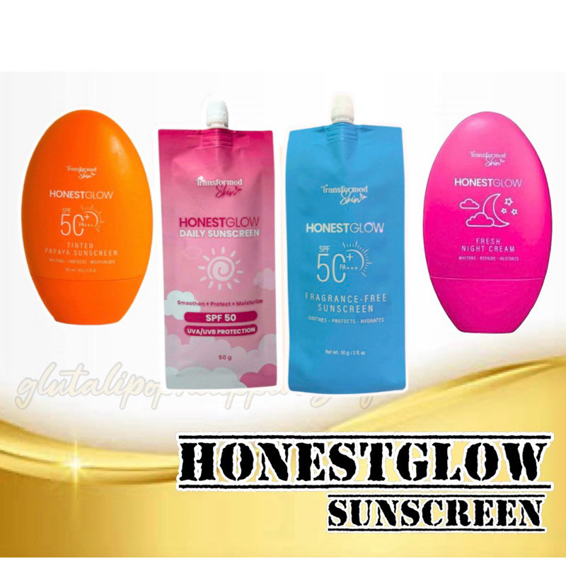 Honest Glow Daily Sunscreen SPF50, Tinted Papaya Sunscreen SPF50 ...