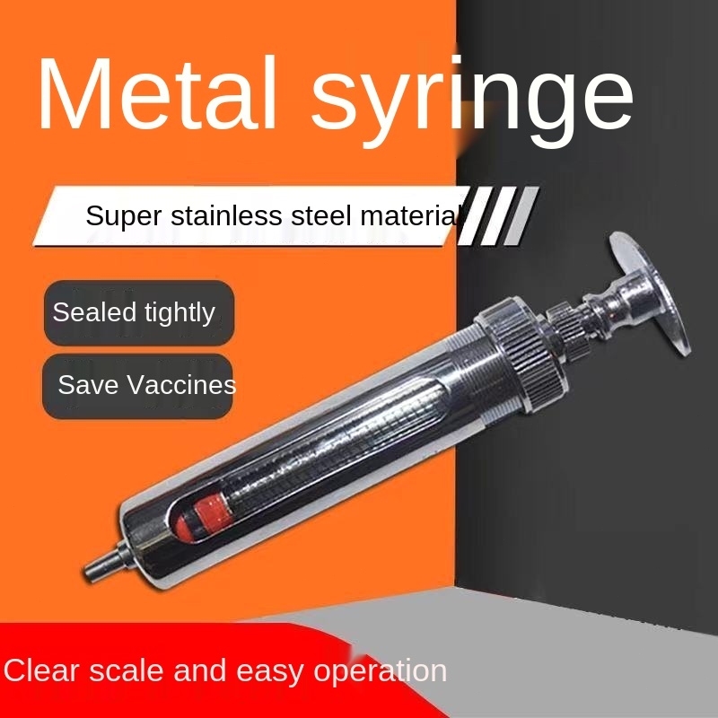 Stainless steel Veterinary syringe 10ml 20ml Metal injector syringe for ...