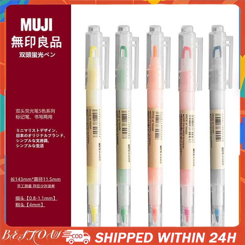 JAPAN MUJI Window Type Highlighters Double Tip Highlighter Stick ...