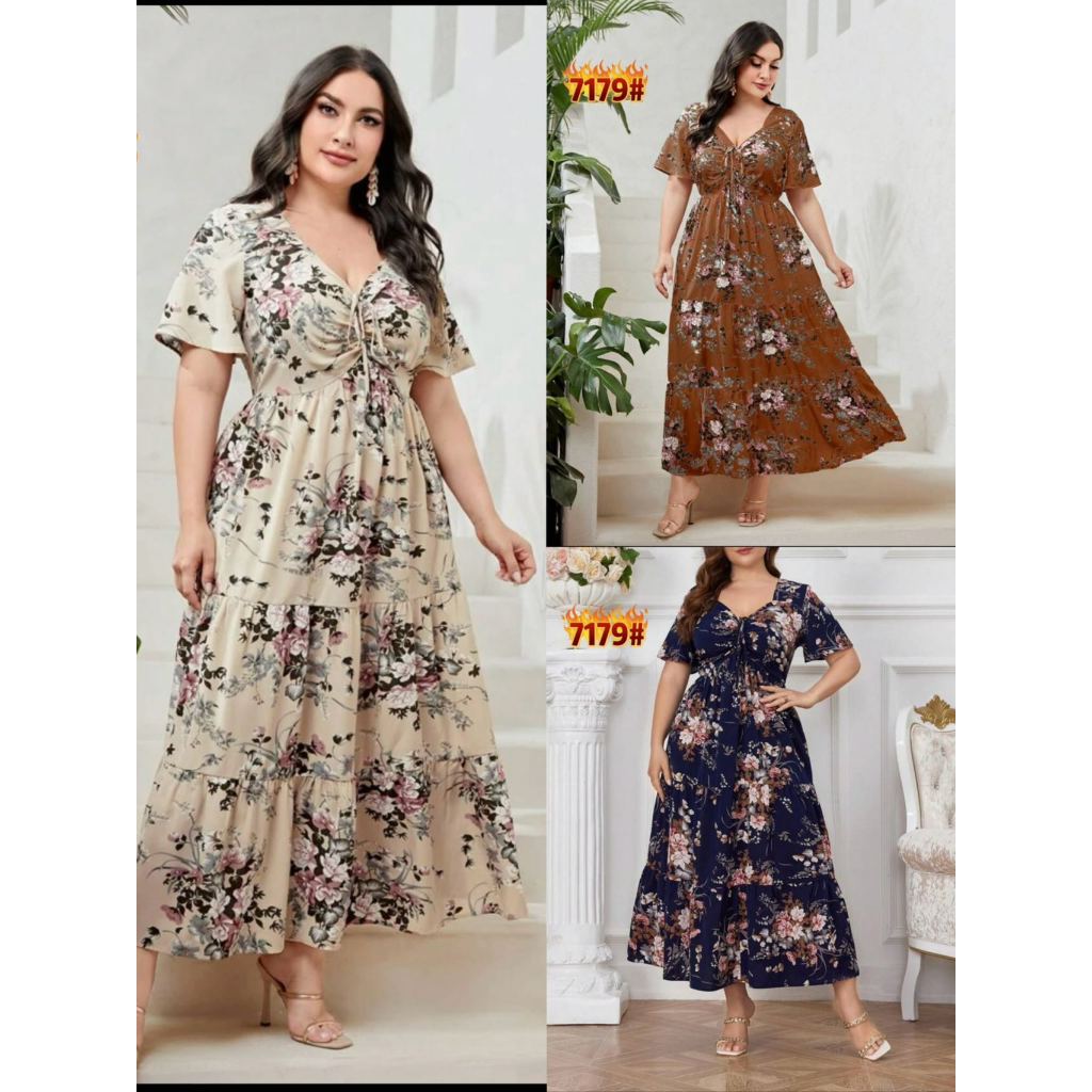 Floral Dress Vintage Maxi Dress Plus Size fit to xl