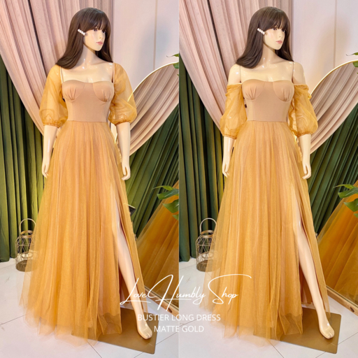 BUSTIER LONG DRESS WITH SLIT MAXI DRESS LONG GOWN Shopee Philippines